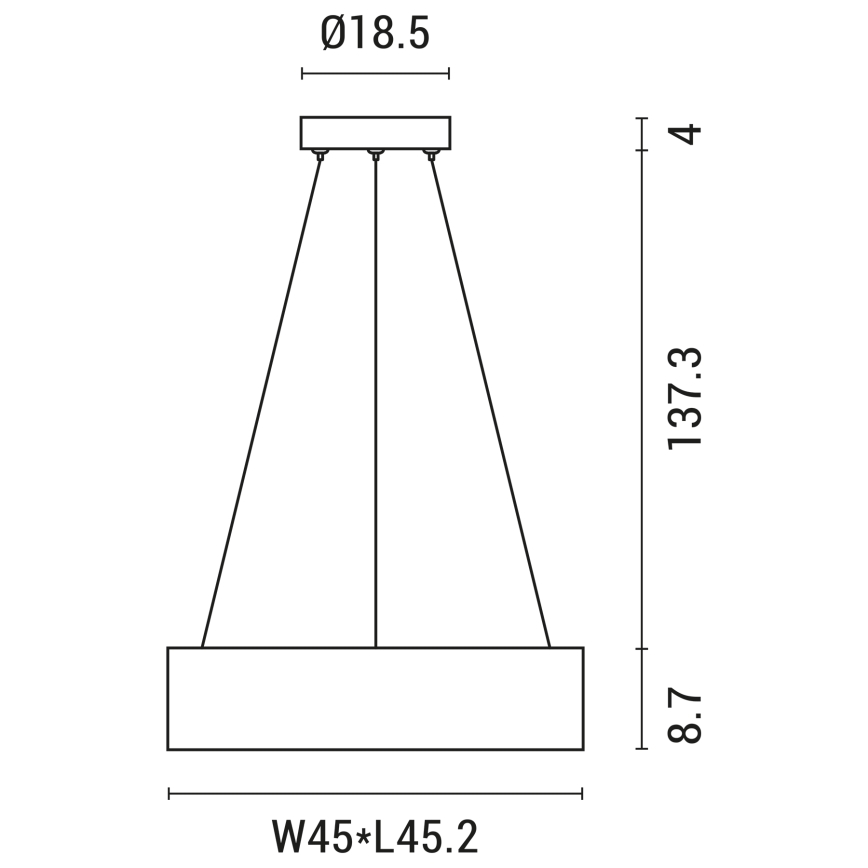 LED-Hängeleuchte an Schnur LED/30W/230V 3000K 45x45 cm schwarz