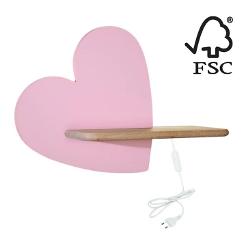 LED-Kinderwandleuchte mit Ablage HEART LED/5W/230V rosa/Holz