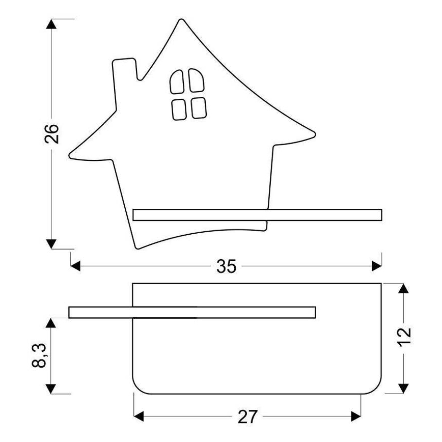 LED-Kinderwandleuchte mit Ablage HOUSE LED/4W/230V schwarz/Holz