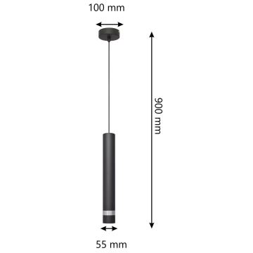 LED Kronleuchter an Schnur TUBA 1xGU10/4,8W/230V schwarz/chrom