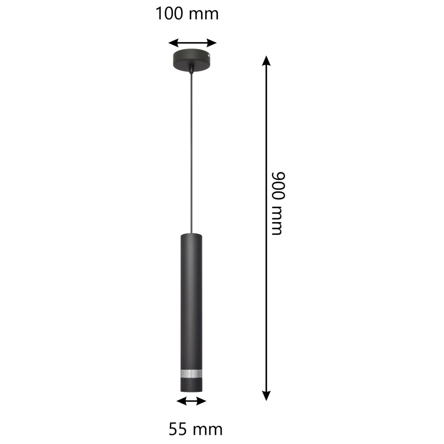 LED Kronleuchter an Schnur TUBA 1xGU10/4,8W/230V schwarz/chrom