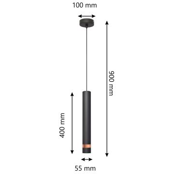 LED Kronleuchter an Schnur TUBA 1xGU10/4,8W/230V schwarz/kupfer