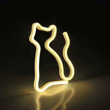 LED-Neon-Wanddekoration CAT LED/3W/3xAA USB gelb