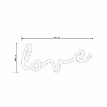 LED-Neon-Wanddekoration LOVE LED/3W/3xAA rot