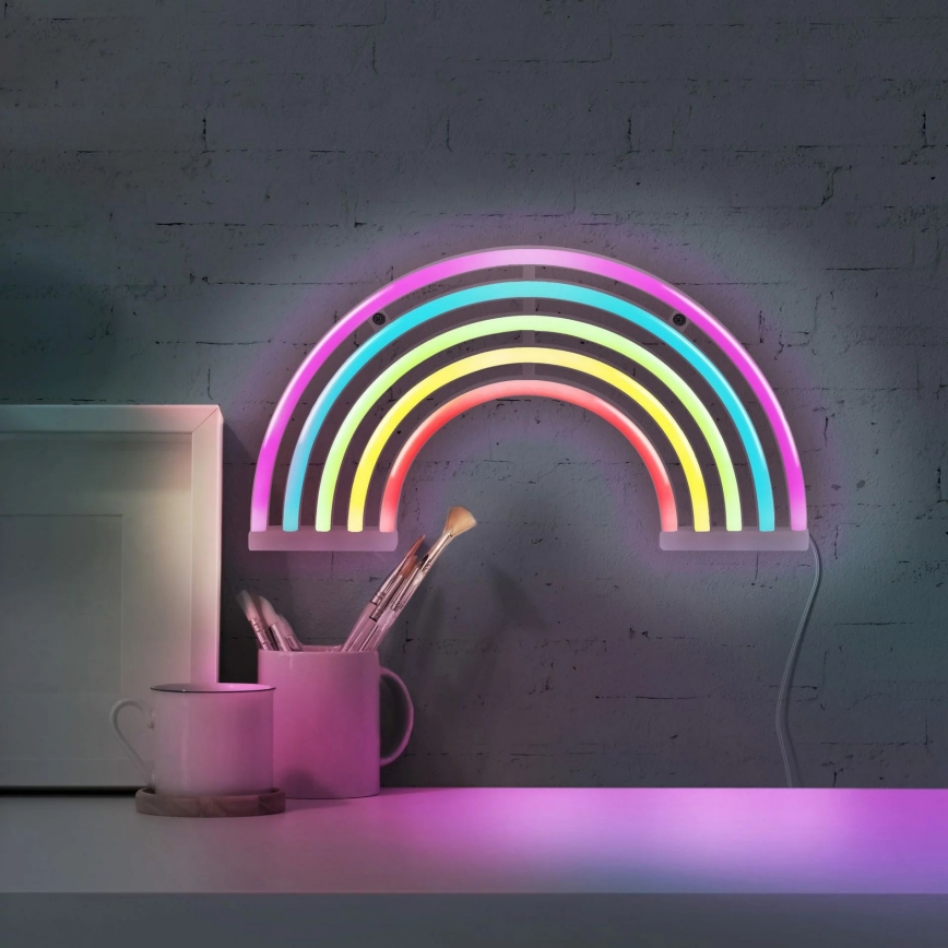 LED-Neon-Wanddekoration RAINBOW LED/3W/3xAA mehrfarbig