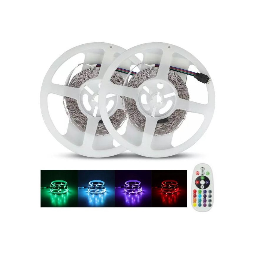 LED-RGB-Streifen 2x5m LED/4,8W/230V + FB