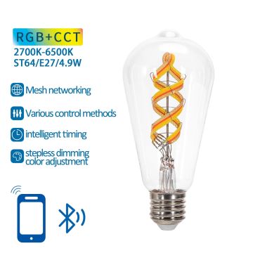 LED-RGBW-Glühbirne FILAMENT ST64 E27/4,9W/230V 2700-6500K - Aigostar