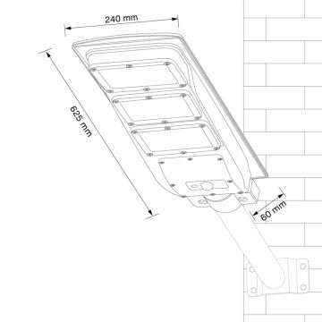 LED-Solar-Straßenlampe mit Sensor STREET 3xLED/9W/3,2V IP65 + Fernsteuerung