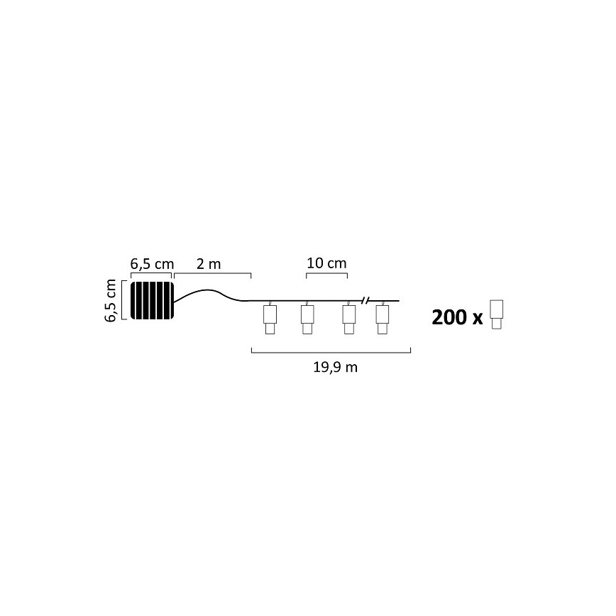 LED-Solarlichterkette SHINE 200xLED/1,2V 21,9 m IP44