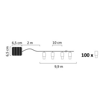 LED-Solarlichterkette SHINE MULTI 100xLED/1,2V 11,9 m IP44