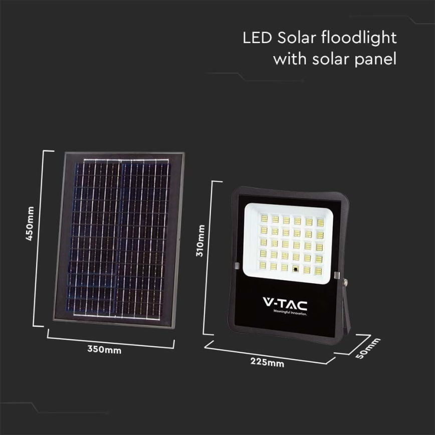 LED-Solarstrahler für den Außenbereich LED/20W/3,2V 6400K IP65 + Fernbedienung