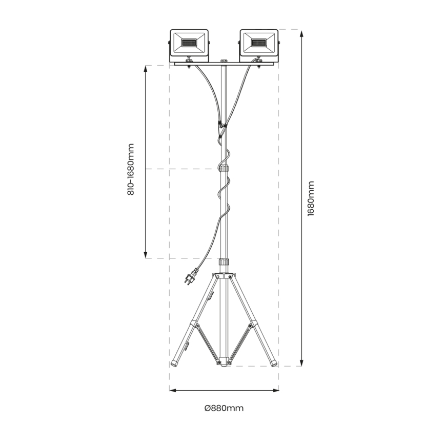 LED-Strahler mit Stativ 2xLED/50W/230V 4000K IP44