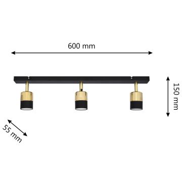 LED-Strahler TUBSSON 3xGU10/6,5W/230V schwarz/golden