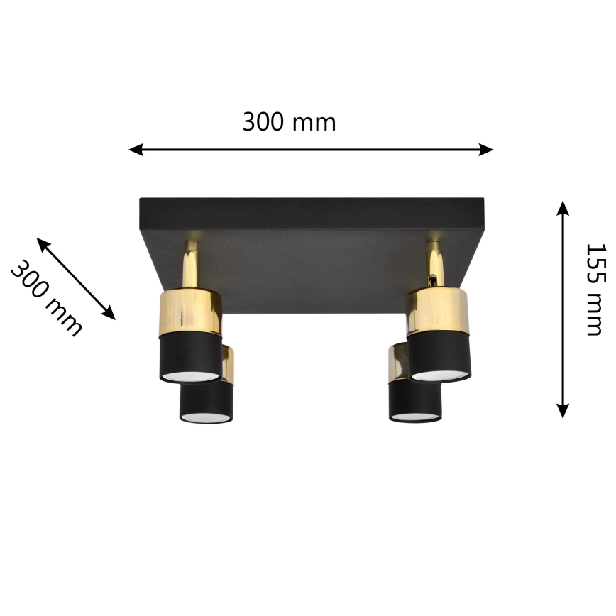 LED-Strahler TUBSSON 4xGU10/6,5W/230V schwarz/golden