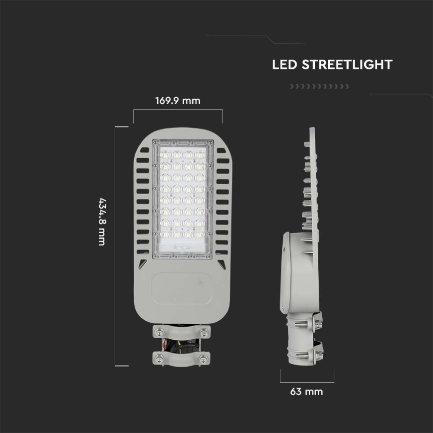 LED-Straßenleuchte SAMSUNG CHIP LED/50W/230V 4000K grau