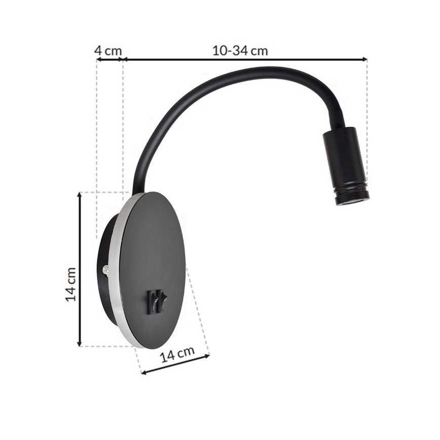 LED-Wandleuchte BASE 1xLED/8W+1xLED/2W/230V schwarz/silber