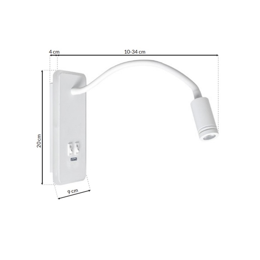 LED-Wandleuchte BASE 1xLED/8W+1xLED/2W/230V weiß