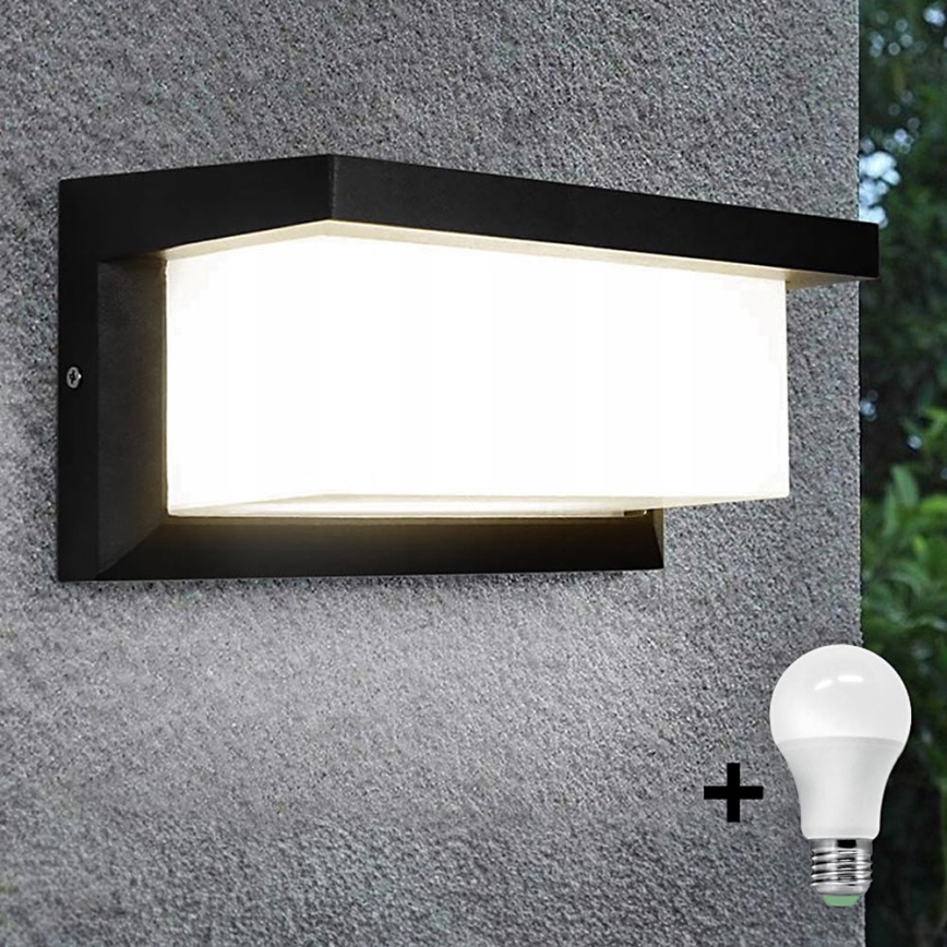 LED-Wandleuchte für den Außenbereich mit Glühlampe und Dämmerungssensor NEELY 1xE27/9W/230V IP54 schwarz