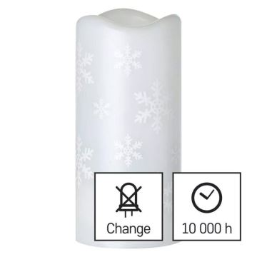 LED Weihnachtskerze LED/3xAAA Schneeflocken kaltweiß