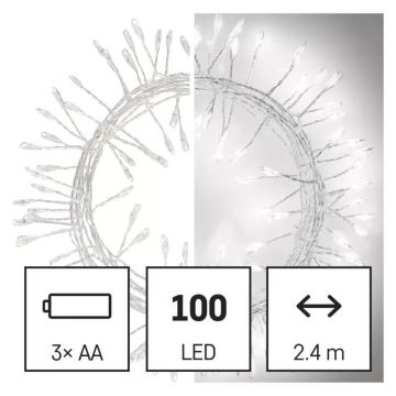 LED Weihnachtskette 100xLED/3xAA 2,7 m kaltweiß