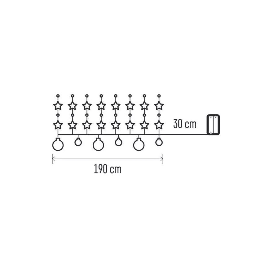 LED Weihnachtskette 20xLED/2xAA 2,2 m warmweiß