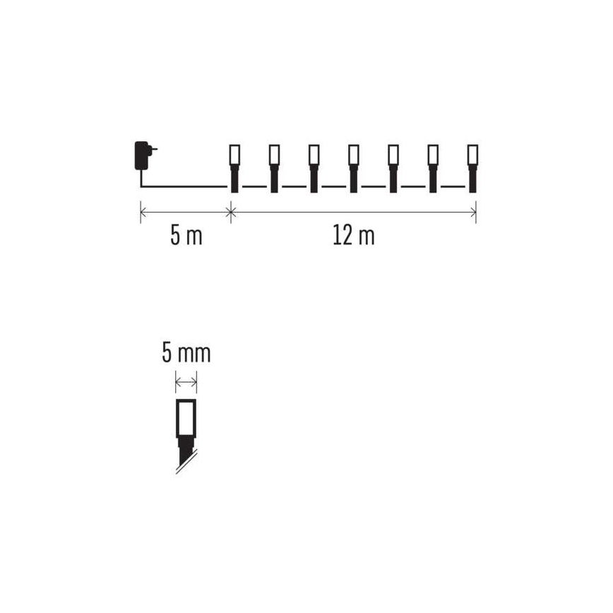 LED-Weihnachtskette für den Außenbereich 120xLED/8 Modi 17m IP44 kaltweiß