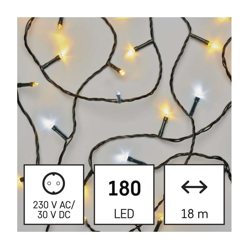 LED-Weihnachtskette für den Außenbereich 180xLED/23m IP44 warm/kalt weiß