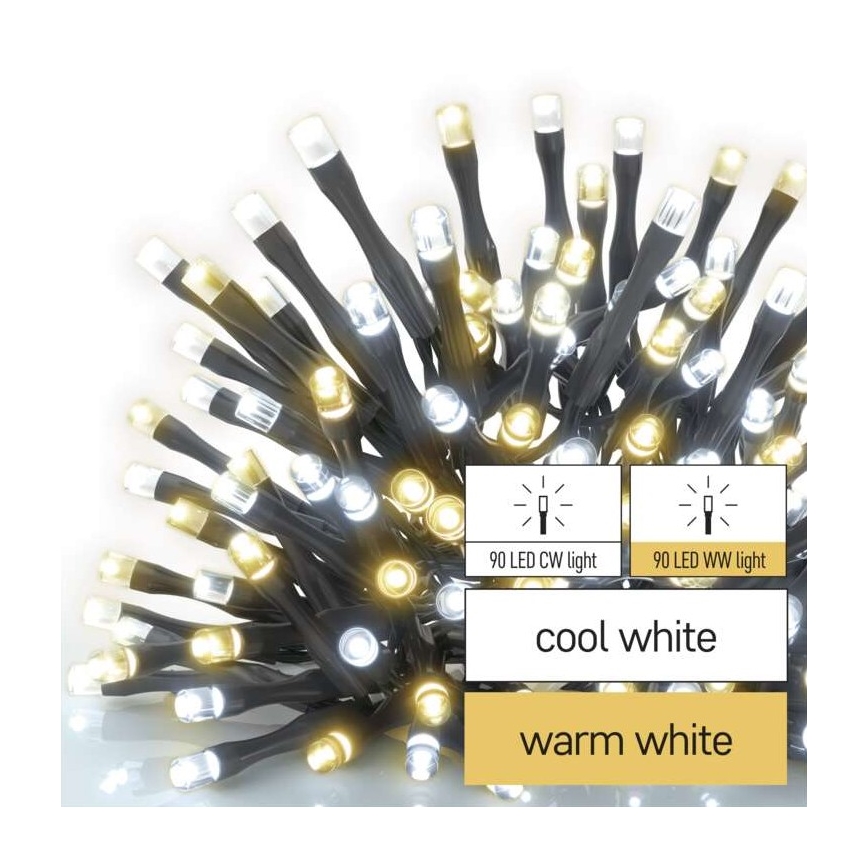 LED-Weihnachtskette für den Außenbereich 180xLED/23m IP44 warm/kalt weiß