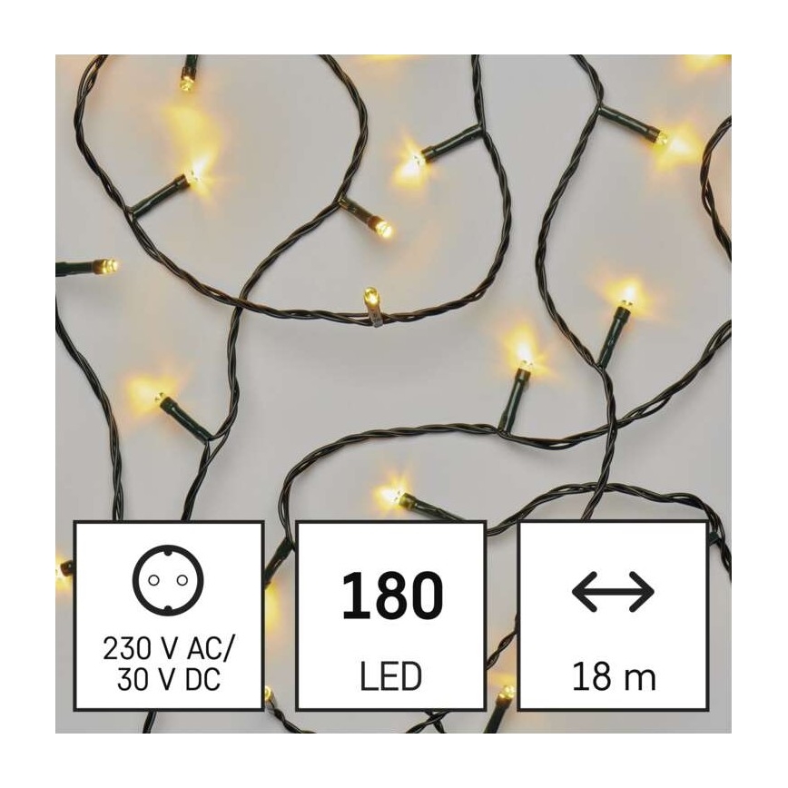 LED-Weihnachtskette für den Außenbereich 180xLED/8 Modi 23m IP44 warmweiß