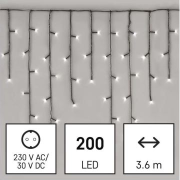 LED-Weihnachtskette für den Außenbereich 200xLED/8 Modi 8,6m IP44 kaltweiß