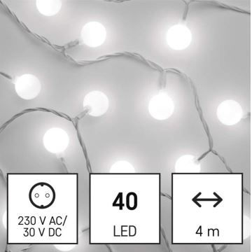 LED-Weihnachtskette für den Außenbereich 40xLED/9m IP44 kaltweiß