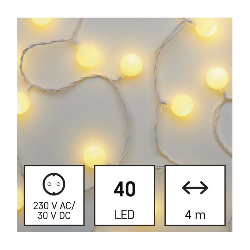 LED-Weihnachtskette für den Außenbereich 40xLED/9m IP44 warmweiß