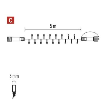 LED-Weihnachtskette für den Außenbereich 50xLED/5m IP44 warmweiβ