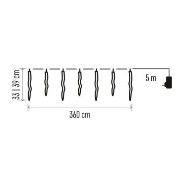 LED Weihnachtskette für den Außenbereich 60xLED/8,6m IP44