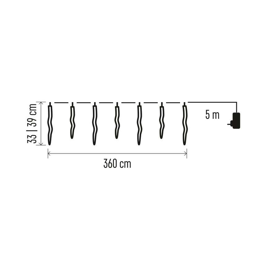 LED Weihnachtskette für den Außenbereich 60xLED/8,6m IP44