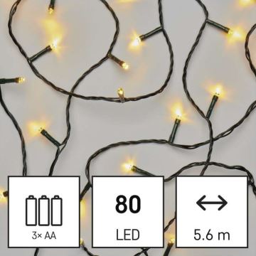 LED-Weihnachtskette für den Außenbereich 80xLED/6,1m IP44 warmweiß