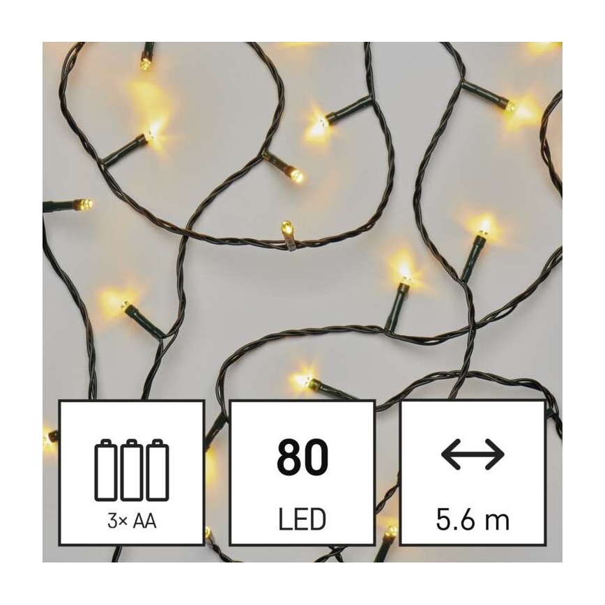 LED-Weihnachtskette für den Außenbereich 80xLED/6,1m IP44 warmweiß