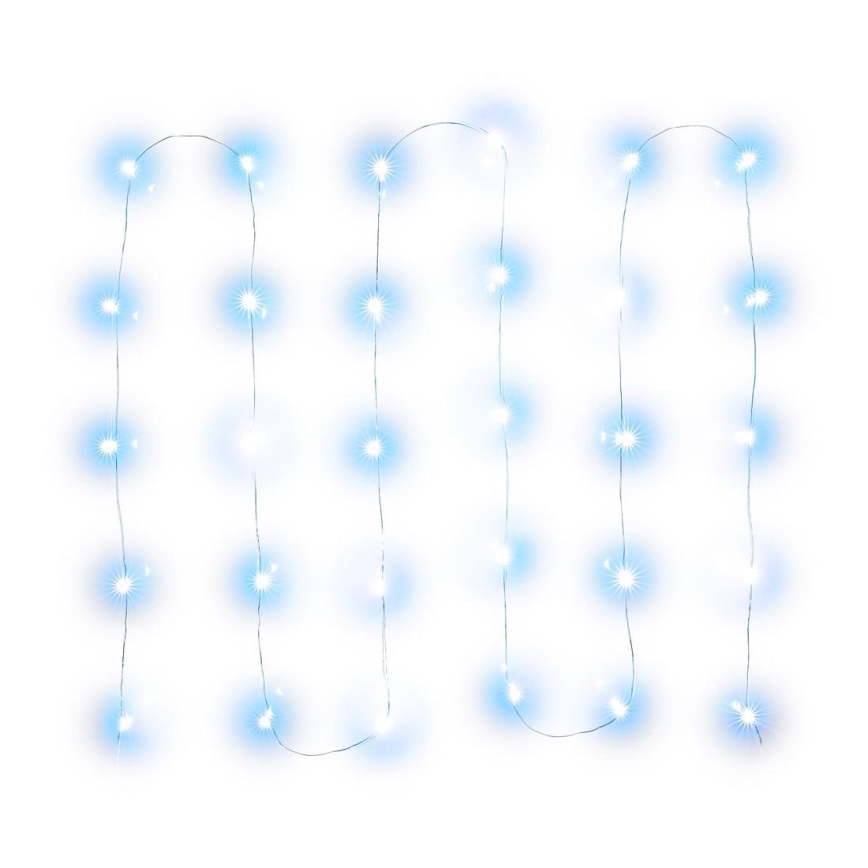 LED-Weihnachtslichterkette 30xLED/3xAA 3,3m kaltweiß