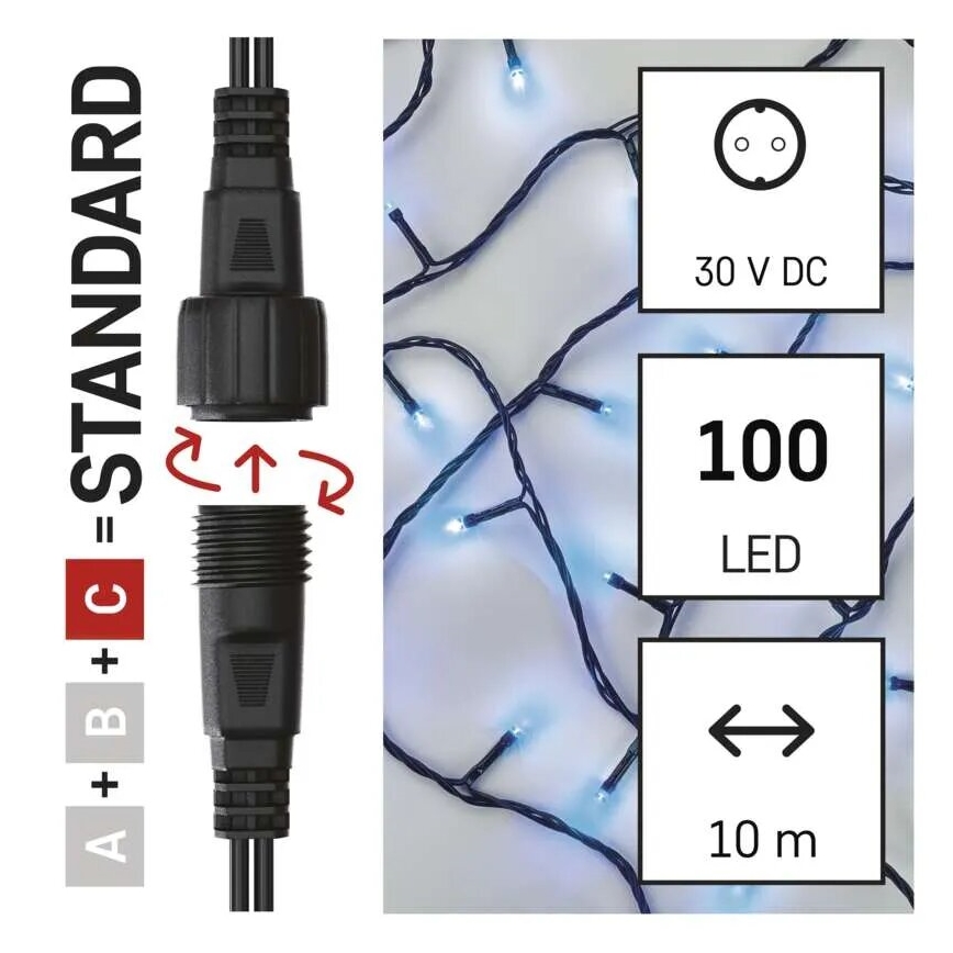 LED-Weihnachtslichterkette für den Außenbereich 100xLED/10m IP44 blau