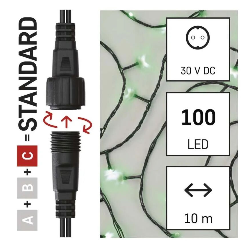 LED-Weihnachtslichterkette für den Außenbereich 100xLED/10m IP44 grün