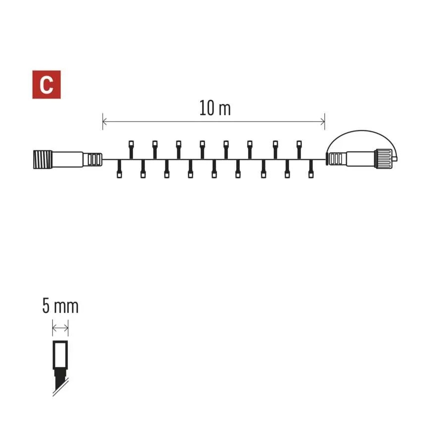 LED-Weihnachtslichterkette für den Außenbereich 100xLED/10m IP44 grün