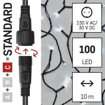 LED-Weihnachtslichterkette für den Außenbereich 100xLED/10m IP44 kaltweiß