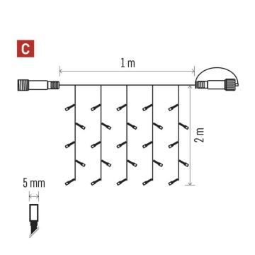 LED-Weihnachtslichterkette für den Außenbereich 100xLED/1x2m IP44 kaltweiß