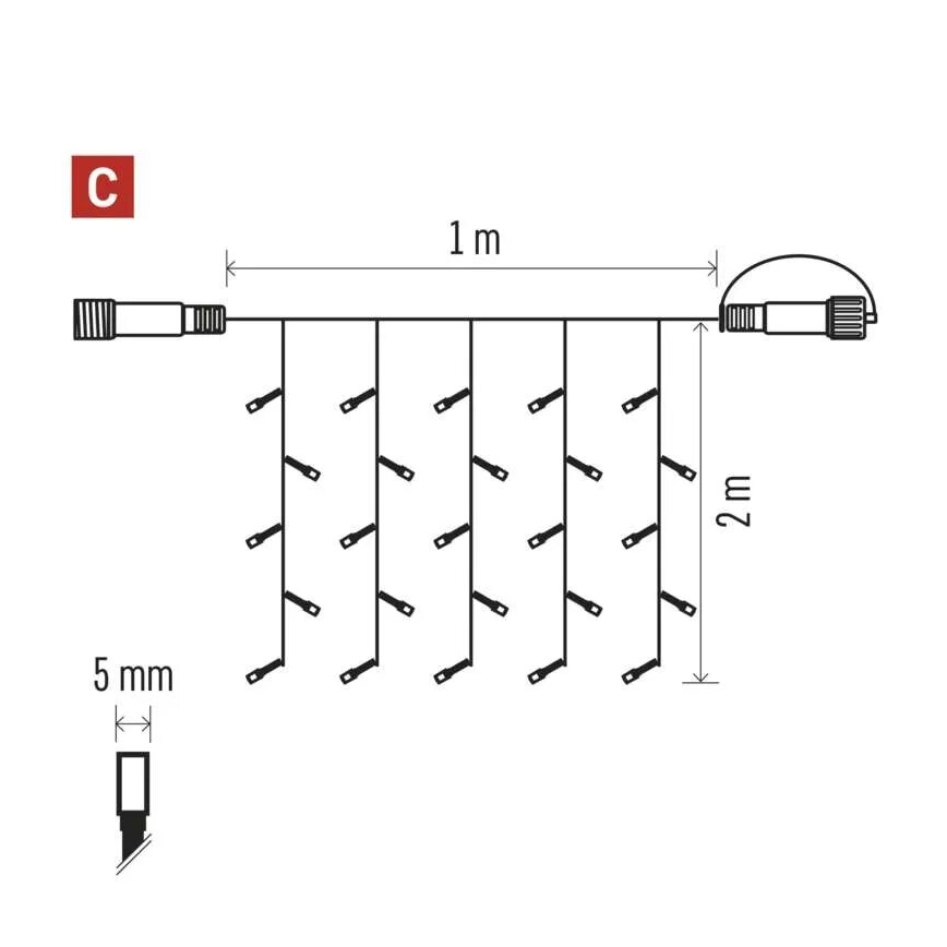 LED-Weihnachtslichterkette für den Außenbereich 100xLED/1x2m IP44 kaltweiß