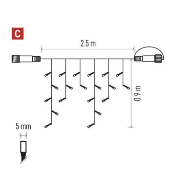 LED-Weihnachtslichterkette für den Außenbereich 100xLED/2,5x0,9m IP44 kaltweiß