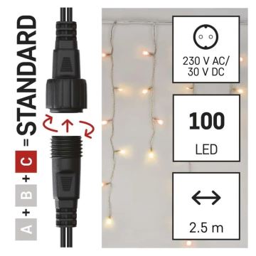 LED-Weihnachtslichterkette für den Außenbereich 100xLED/2,5x0,9m IP44 rot/vintage