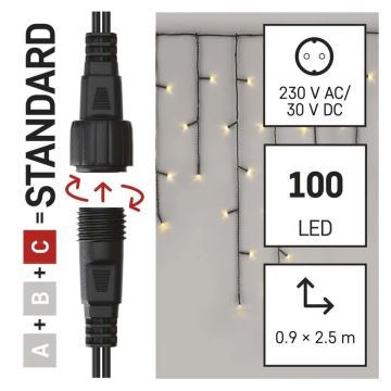 LED-Weihnachtslichterkette für den Außenbereich 100xLED/2,5x0,9m IP44 warmweiβ