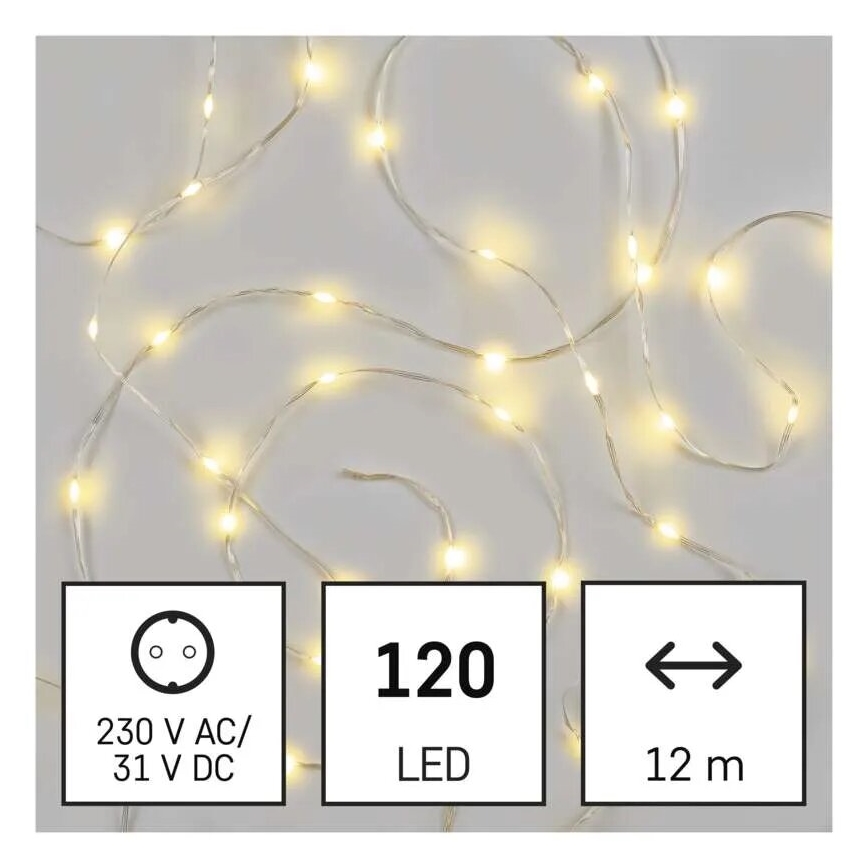 LED-Weihnachtslichterkette für den Außenbereich 120xLED/17m IP44 warmweiβ