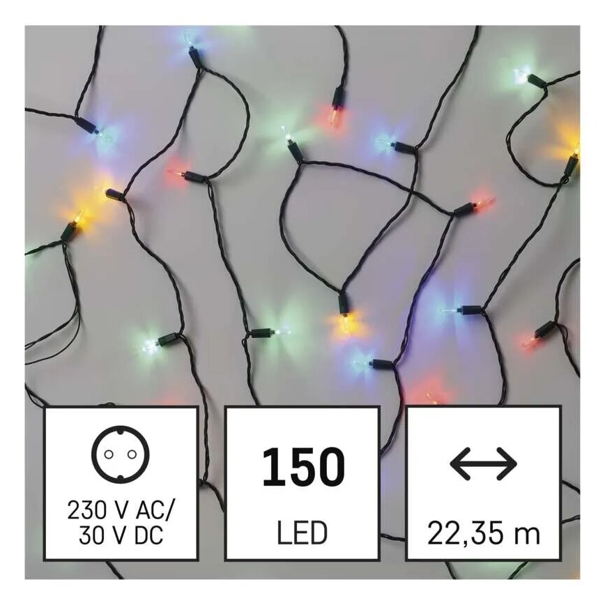 LED-Weihnachtslichterkette für den Außenbereich 150xLED/27,35m IP44 mehrfarbig