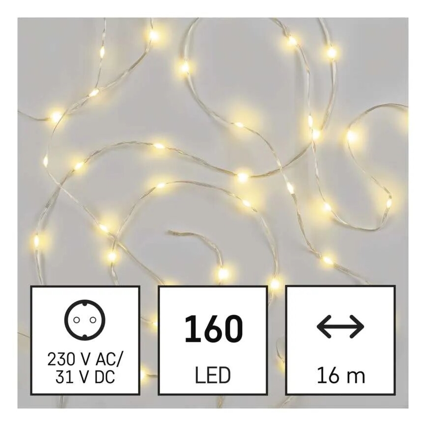 LED-Weihnachtslichterkette für den Außenbereich 160xLED/21m IP44 warmweiβ